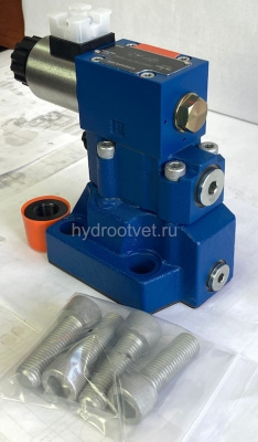 DBW20B2-5X/315CW220-50N9K4 - Предохранительный клапан Ду25 с давлением настройки до 315 бар, управление - X и Y - внутренние с разгрузкой B = открыт с электроуправлением W220